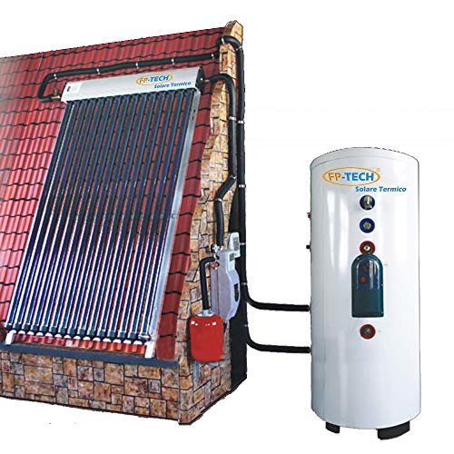 KIT PANNELLO SOLARE TERMICO 250 LT CIRCOLAZIONE FORZATA HEAT PIPE PRESSURIZZATO DOPPIA SERPENTINA